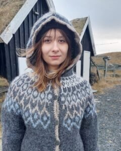 Wool sweater with hood