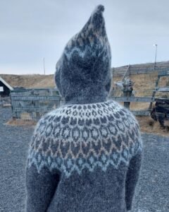 Wool sweater with hood