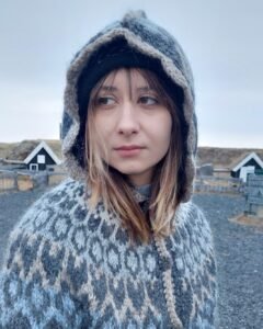 Wool sweater with hood