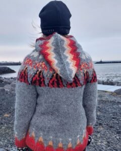 Wool sweater with hood
