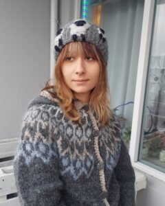 Dark Grey Sheep Headband with Felted Image